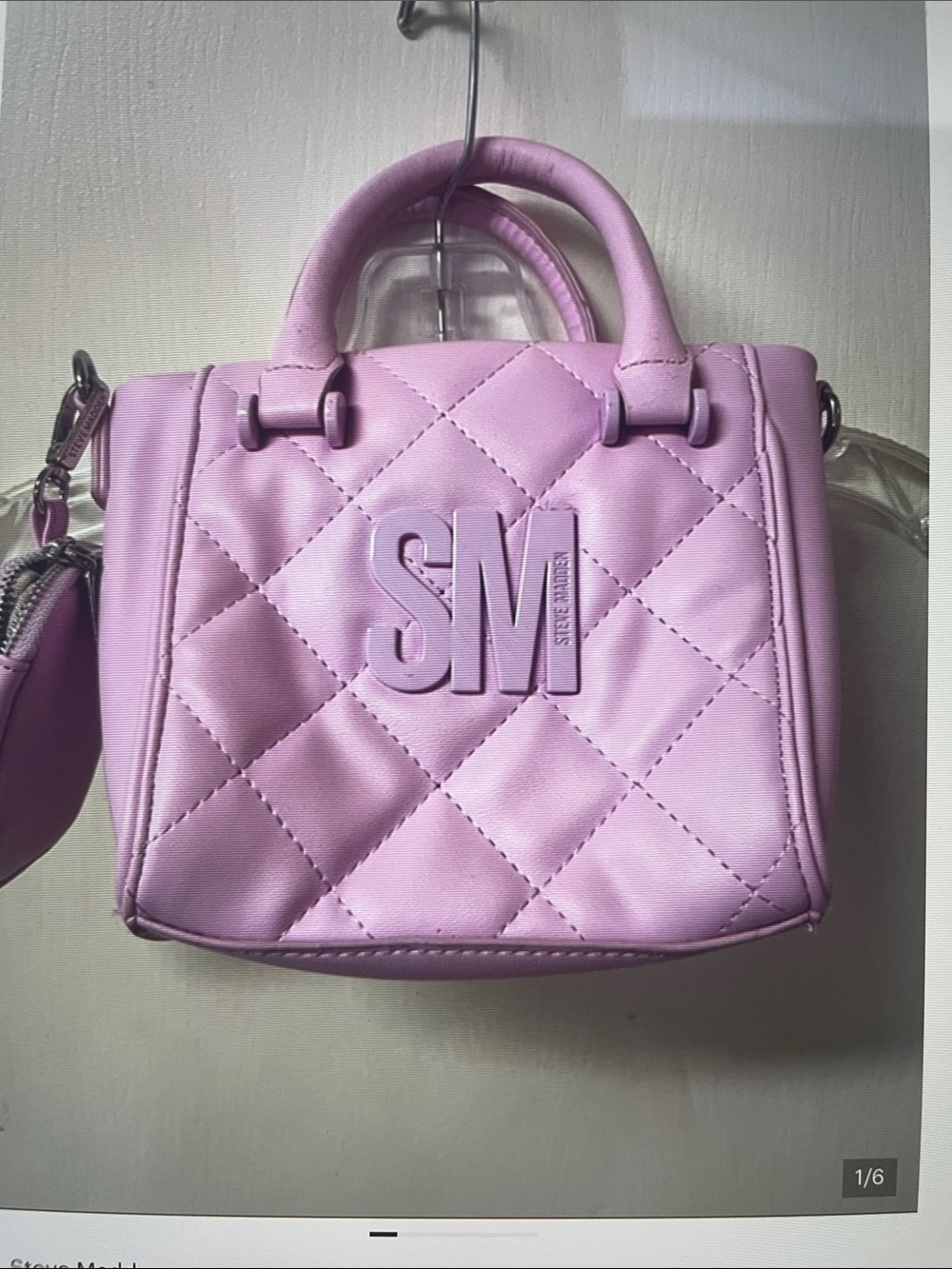 Steve Made. Quilted Mini Satchel Handbag in Lilac